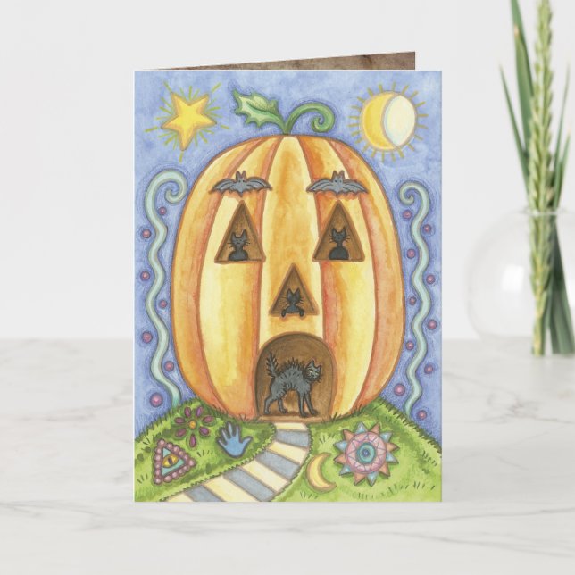 Cartões de saudação de Dia das Bruxas (Frente)