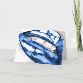 Cartões de saudação de Lábios quentes (Azul)