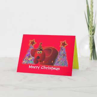 Cartões de saudação de Natal: Elefante Vermelho 2