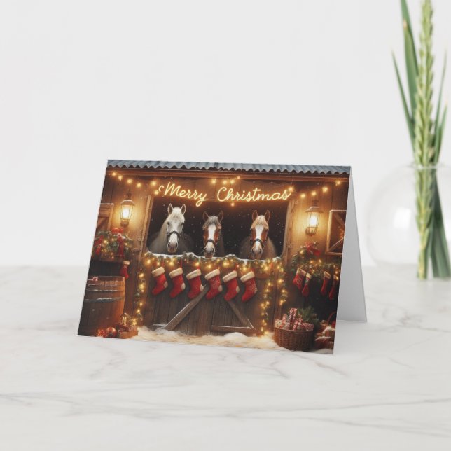 Cartões de saudação de Natal para cavalos. (Frente)