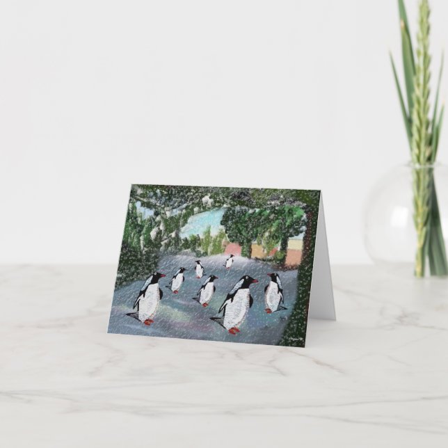 Cartões de saudação do Pinguim Winterwonderland (Frente)