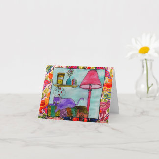 Cartões de saudação para pintura de gatos brancos 