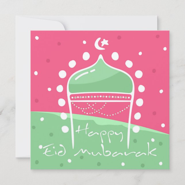 Cartões De Saudação Polka Ied Mubarak Adha Fitr (Frente)