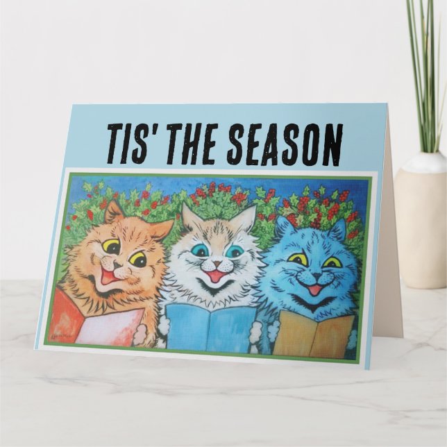 Cartões de Saudação VINTAGE CAT CHRISTMAS (Frente)