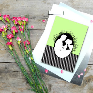 Cartões de Save the Date com Silhuetas de Noiva e 