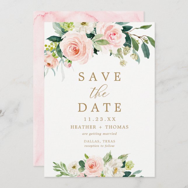 Cartões de Save the Date de Aguarela Elegante Tom  (Frente/Verso)