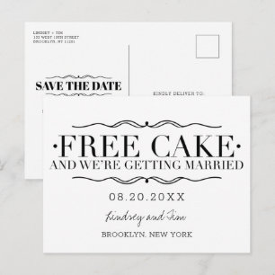 Cartões de Save the Date de Bolo Grátis Engraçados