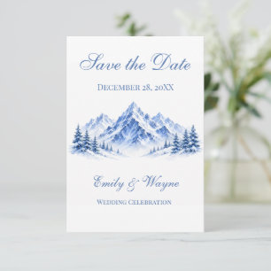 Cartões de Save the Date de Casamento Blue Snowy M