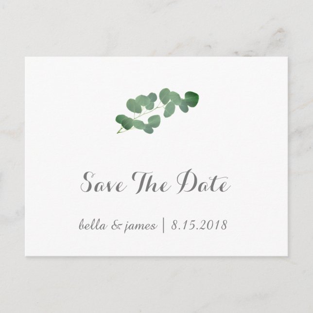 Cartões de Save The Date de casamento com Eucalipt (Frente)