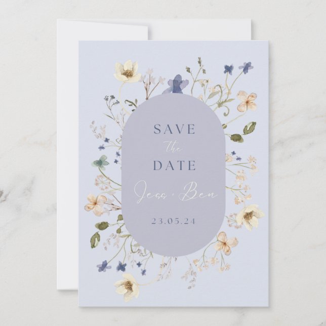 Cartões de "Save the Date" de Casamento com Flor S (Frente)