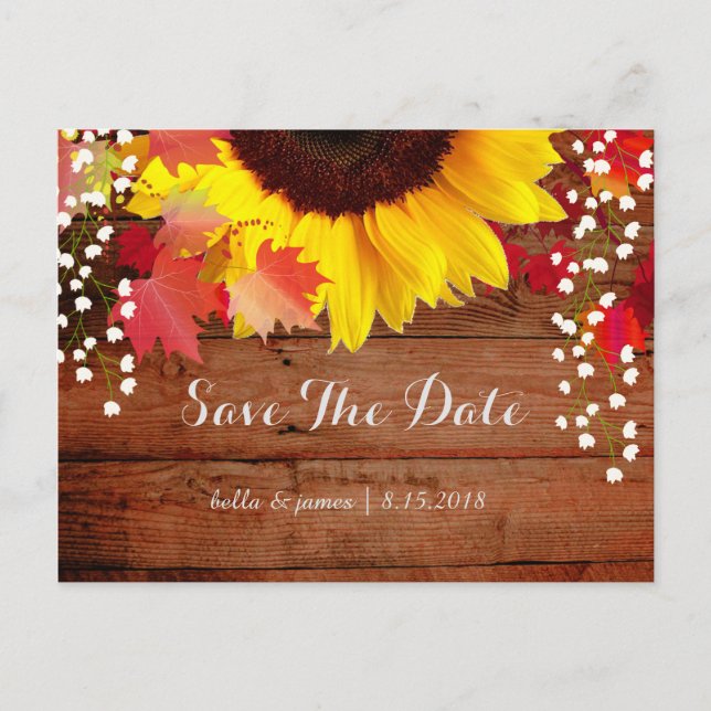 Cartões de Save the Date de Casamento com Girassói (Frente)