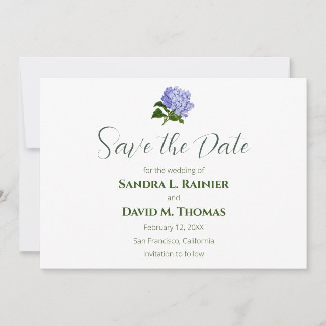 Cartões de Save the Date de Casamento com Hortênsi (Frente)