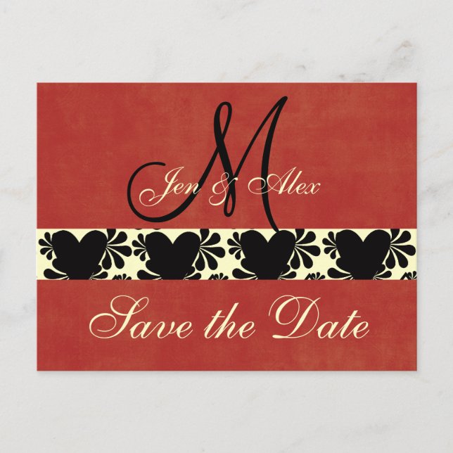 Cartões de Save the Date de casamento com monogram (Frente)