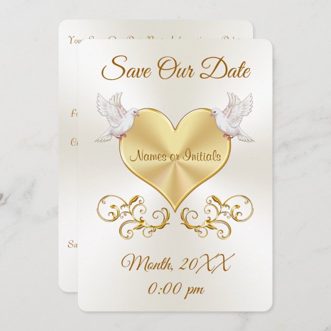 Cartões de Save the Date de Casamento com Pombas d (Frente/Verso)
