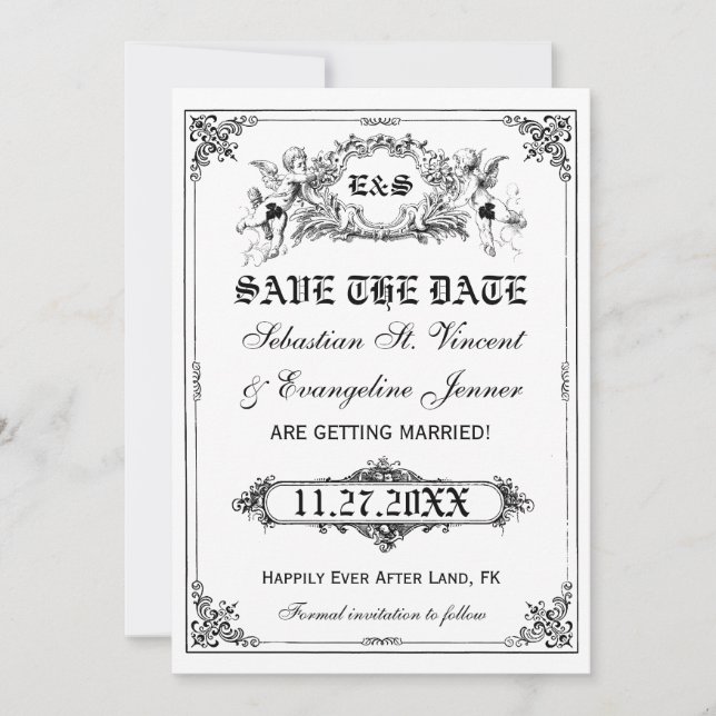 Cartões de Save the Date de Casamento de Contos de (Frente)