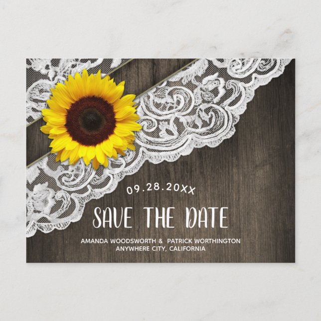 Cartões de Save The Date de Casamento de Girassol  (Frente)