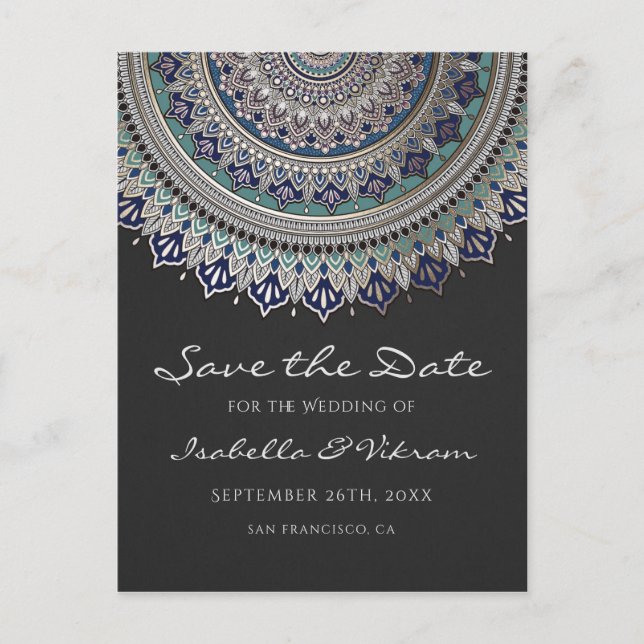 Cartões de Save the Date de casamento Mandala Eleg (Frente)