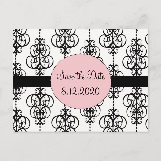 Cartões de Save the Date de Casamento Pink Chandel (Frente)