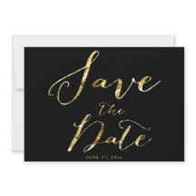 Cartões de Save The Date de Casamento Preto Elegan