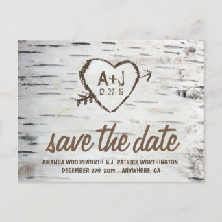 Cartões de Save the Date de casamento rústico com 