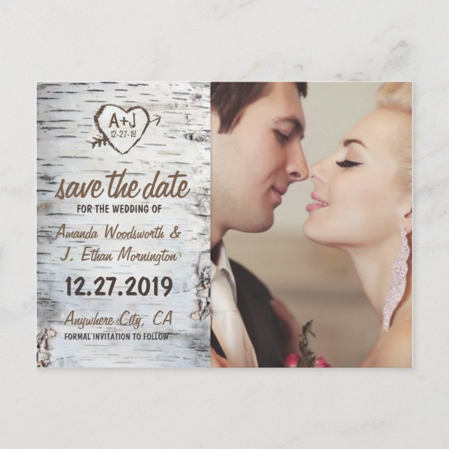 Cartões de Save the Date de casamento rústico de á (Frente)