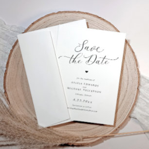 Cartões de Save the Date de Coração Simples para C