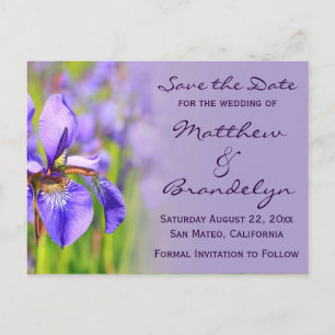 Cartões de Save the Date de Flor de Íris Roxa