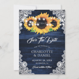 Cartões de Save The Date de Girassol Azul Marinho