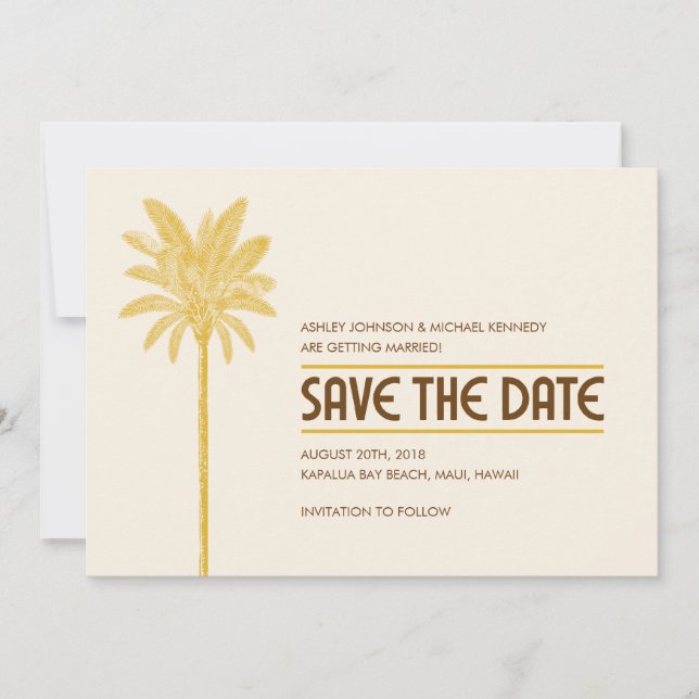 Cartões de Save the Date de Praia Tropical (Frente)
