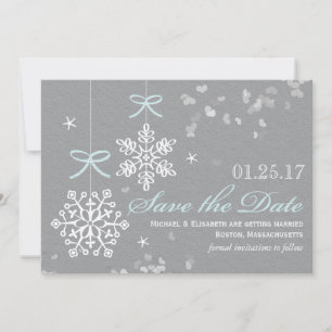 Cartões de Save the Date Floco de Neve Azul