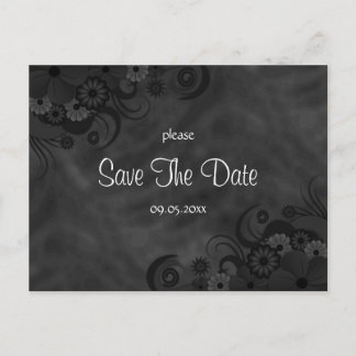 Cartões de Save The Date Florais Preto Hibisco Gót