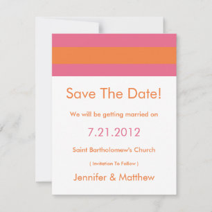 Cartões de Save The Date Modern Redux Rosa Laranja