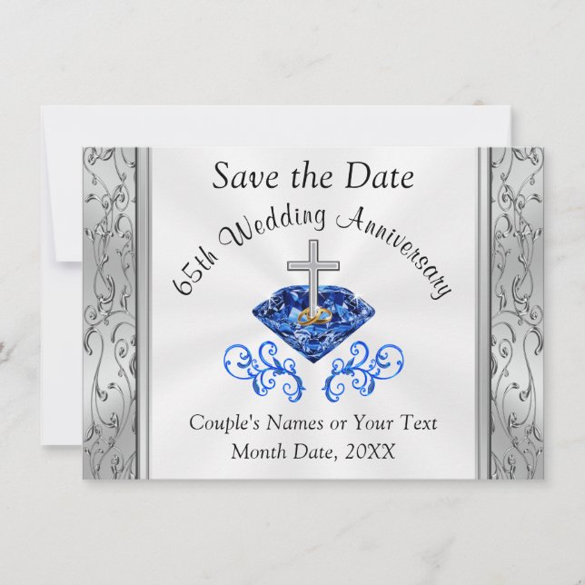 Cartões de Save the Date para 65º Aniversário de C (Frente)