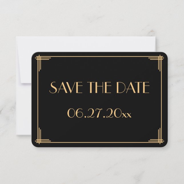 Cartões de Save The Date redondos Great Gatsby Art (Frente)