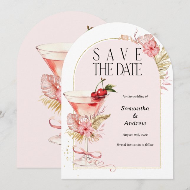 Cartões de Save the Date Tropicais Aquarela (Frente/Verso)