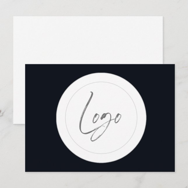 Cartões de sinalização preto e branco com logotipo (Frente/Verso)
