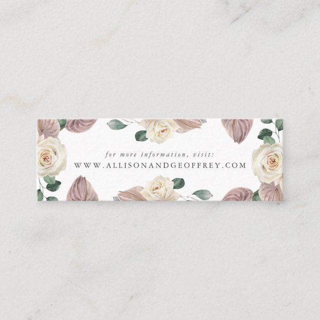 Cartões de Site de Casamento com Rosas e Orquídeas (Frente)