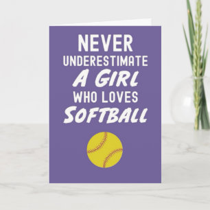 Cartões de Softbol Rosa Fofos Para Meninas Jogador
