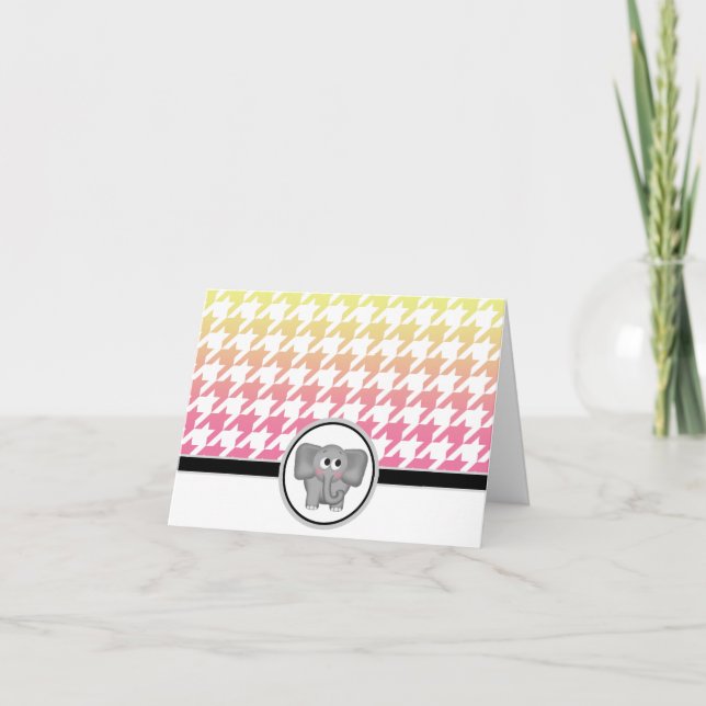 Cartões de som amarelo-rosa-amarelo-elefante (Frente)