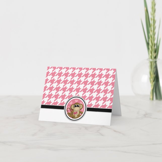 Cartões de som rosa personalizados do macaco (Frente)