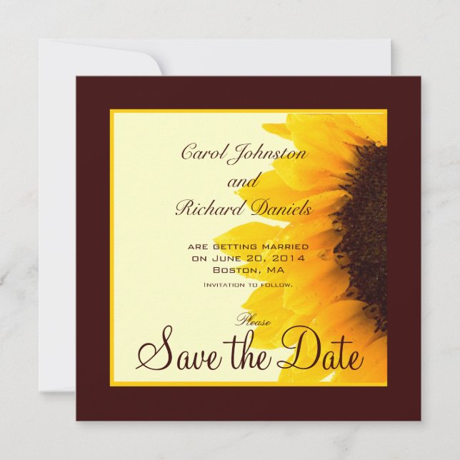 Cartões de Sunflower Photo Floral Save the Date (Frente)