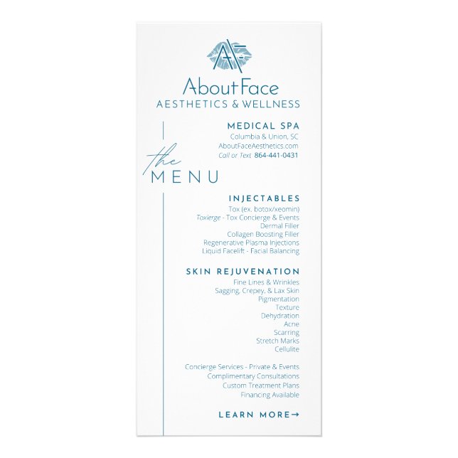 Cartões de SuporteMenu de Serviço (Frente)