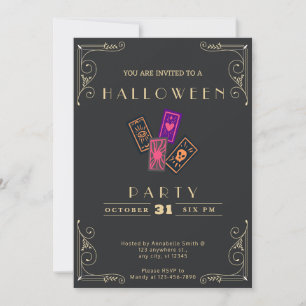 Cartões de Tarot Preto e Dourado Halloween
