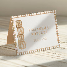 Cartões de Tenda Editáveis Taupe Baby Blocks | Car