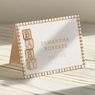 Cartões de Tenda Editáveis Taupe Baby Blocks Car