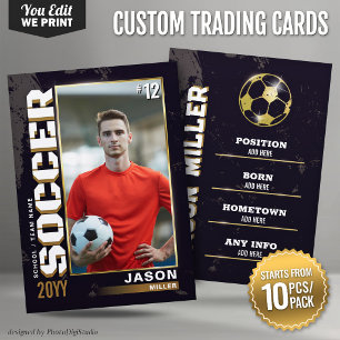 Cartões de Troca de Futebol Personalizados Preto O