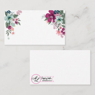 Cartões de vazio com flores tropicais em branco