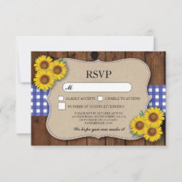 Cartões de Verificação Azuis RSVP Burlap Casamento