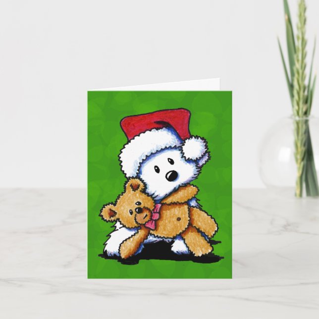Cartões de Vestido de Teddybear de Natal (Frente)