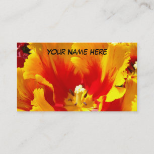 Cartões de Visita Amarelos Vermelhos Tulipa Flor Ú